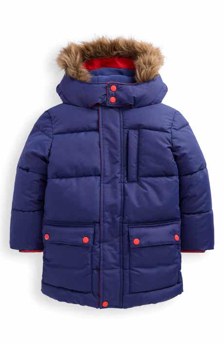 Mini Boden Kids' 2-in-1 Faux Fur Trim Padded Coat