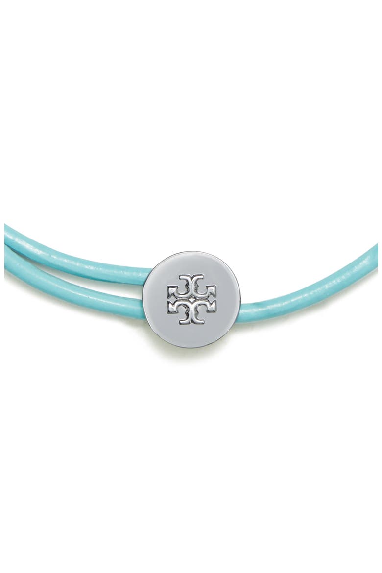 Kira Slider Bracelet, Alternate, color, TORY SILVER / LIGHT BLUE