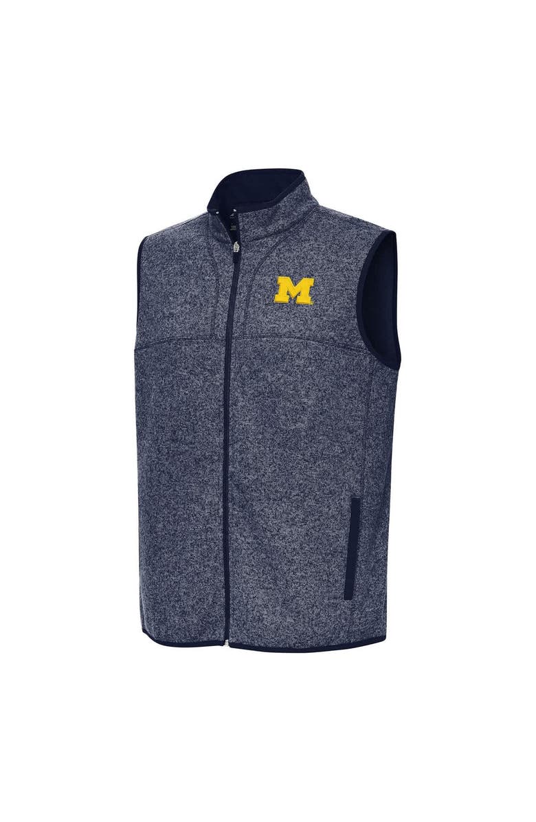 ANTIGUA Men's Antigua Heather Navy Michigan Wolverines Fortune Full-Zip Vest, Alternate, color, Heather Navy