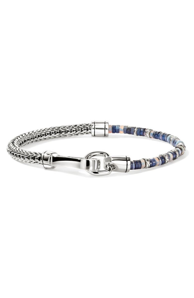 John Hardy Men's Heishi & Chain Bracelet, Main, color, Silver/ Opal
