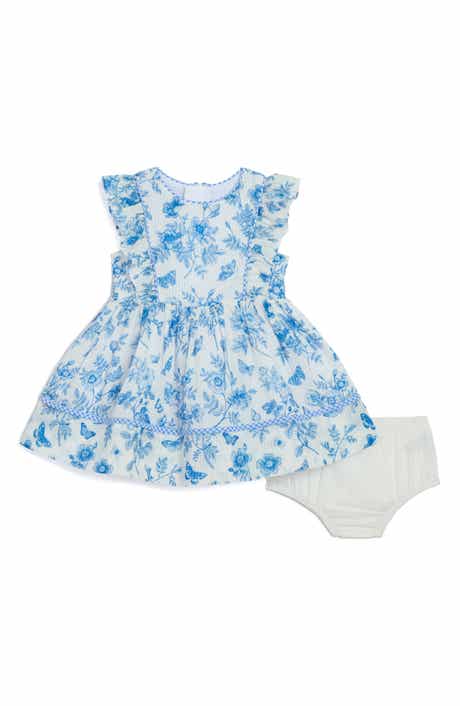 Pippa & Julie Rebecca Butterfly Floral Cotton Dress & Bloomers Set