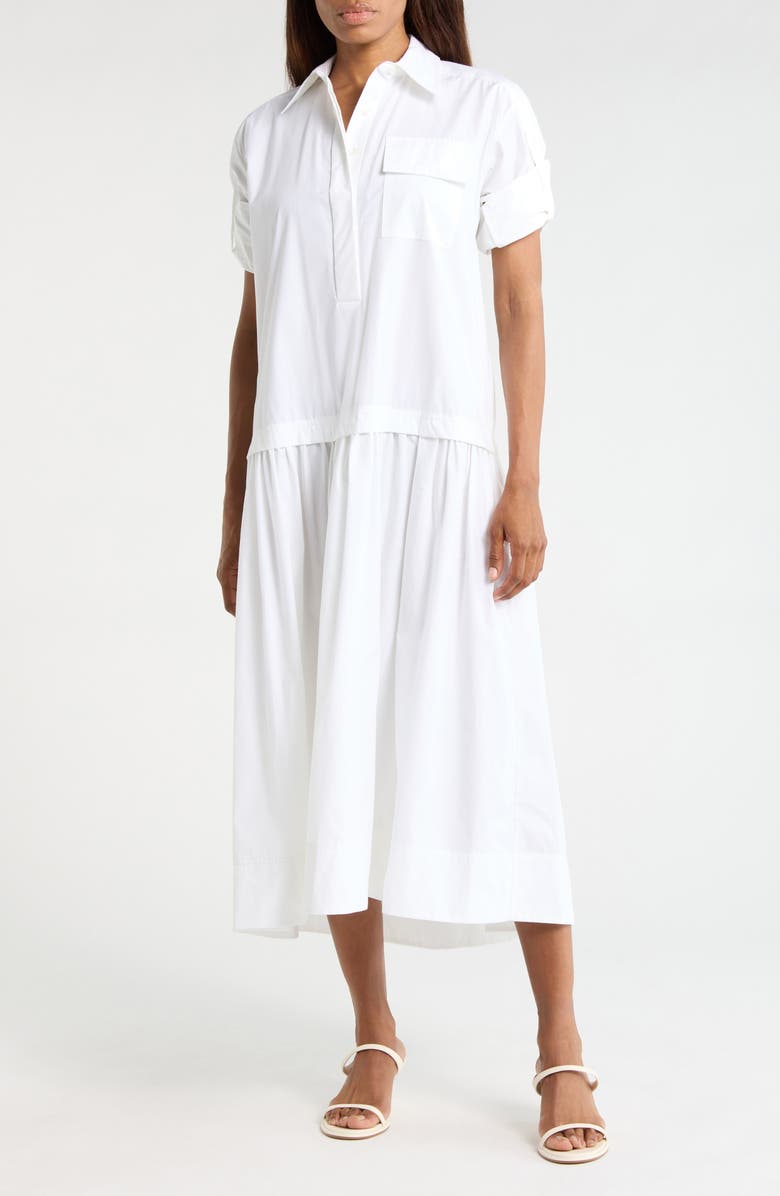 A.L.C. Bonnie Long Sleeve Cotton Shirtdress, Main, color, White