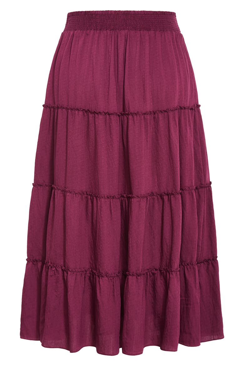 Boho Tiered Maxi Skirt, Alternate, color, POMEGRANATE
