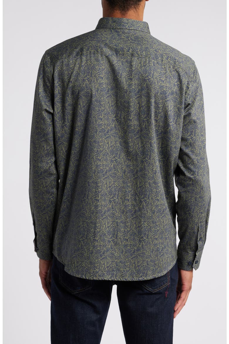 Foliage Print Button-Up Shirt, Alternate, color, OLIVE