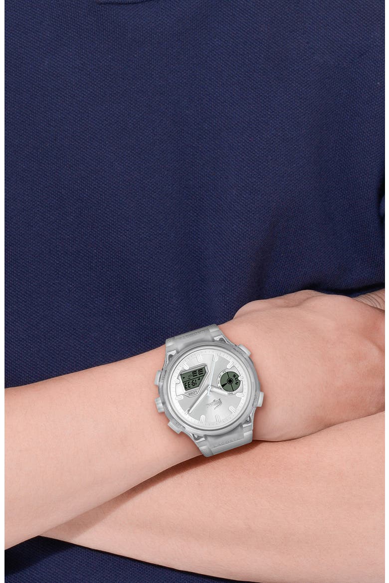 LC33 Ana-Digi Silicone Strap Watch, 45mm, Alternate, color, SILVER/ WHITE