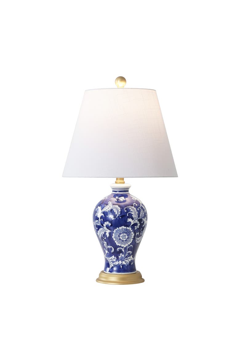 Grace French Country Cottage Ceramic/Iron Floral Urn LED Table Lamp, Alternate, color, Navy/White