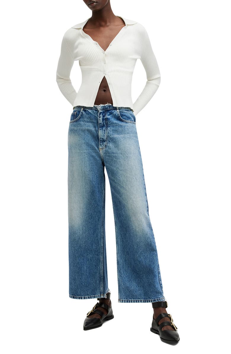 AllSaints Cruz Ribbed Cardigan, Alternate, color, Chalk White