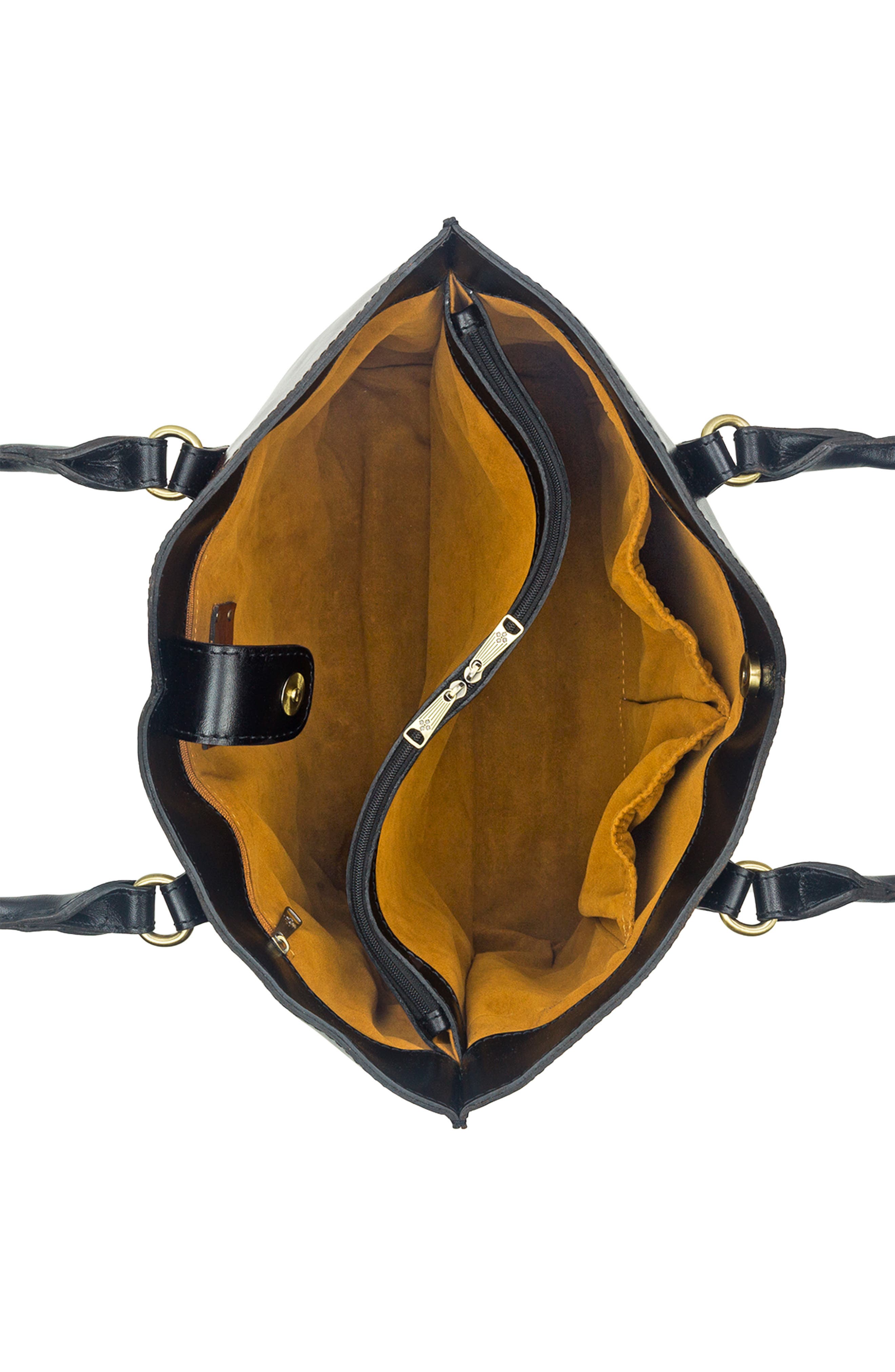 Patricia Nash Marion Colorblock Leather Tote Bag, Alternate, color, Black British Tan Colorblock