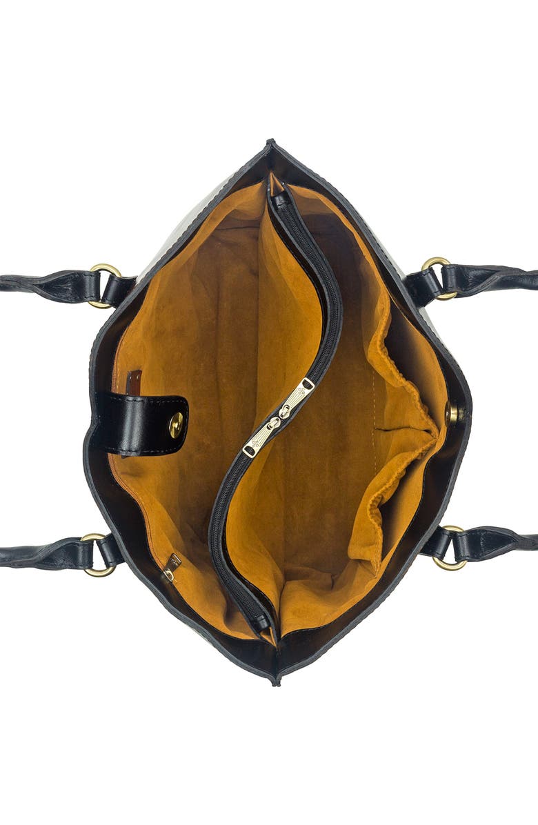 Patricia Nash Marion Colorblock Leather Tote Bag, Alternate, color, Black British Tan Colorblock