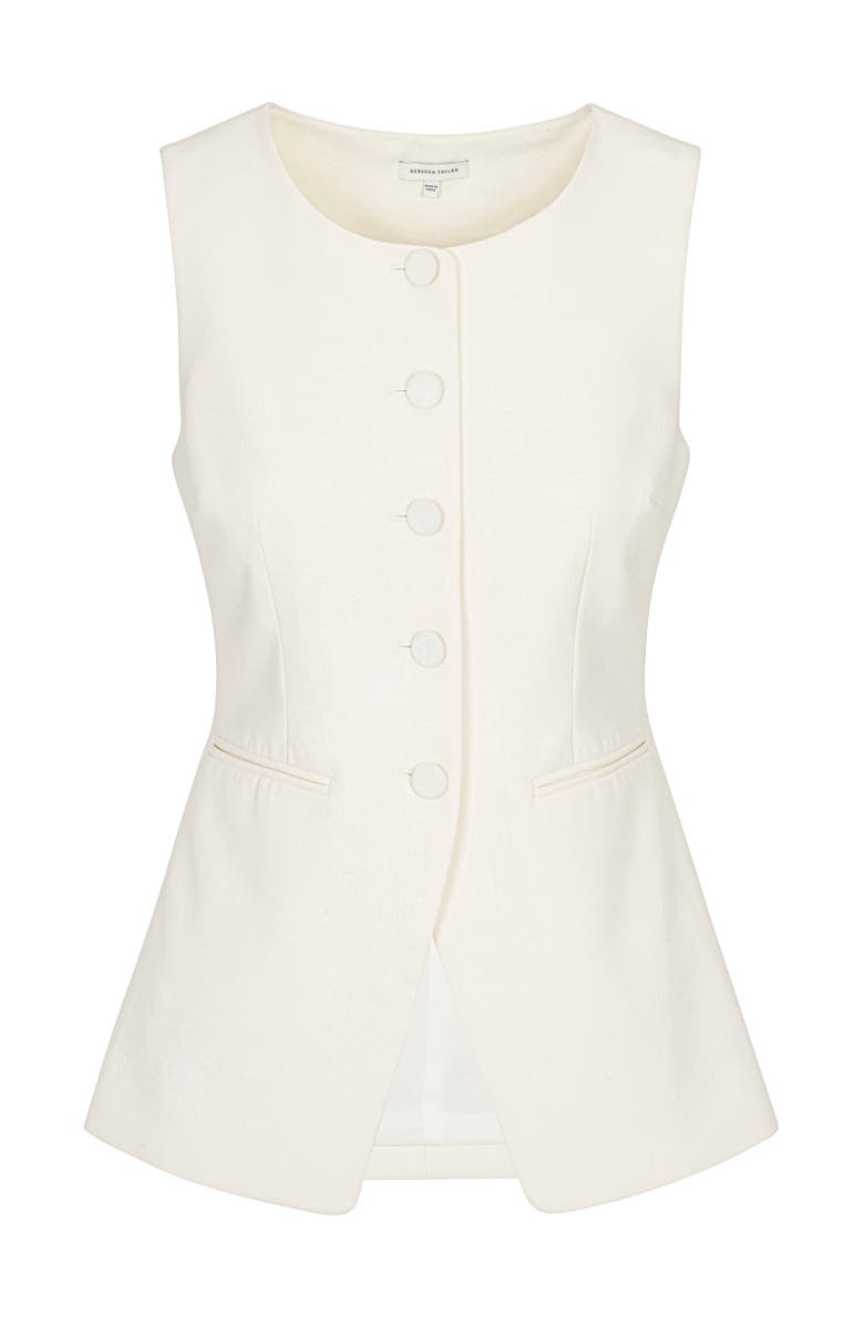 Rebecca Taylor Refined Suiting Button Front Vest, Alternate, color, Cream