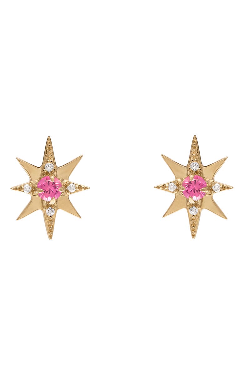 EDEN PRESLEY Opal & Diamond Small Starburst Stud Earrings, Main, color, Yellow Gold/ Pink