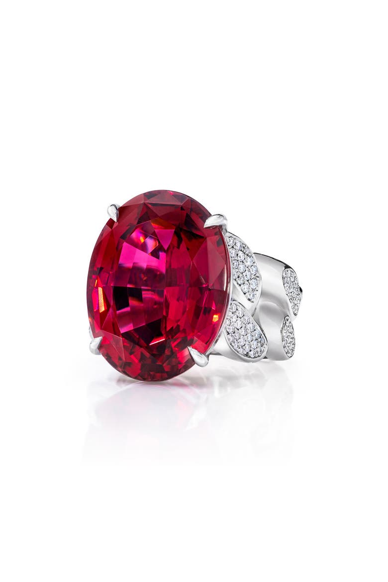 Rubellite Tourmaline & Diamond Ring, Main, color, 18KWG