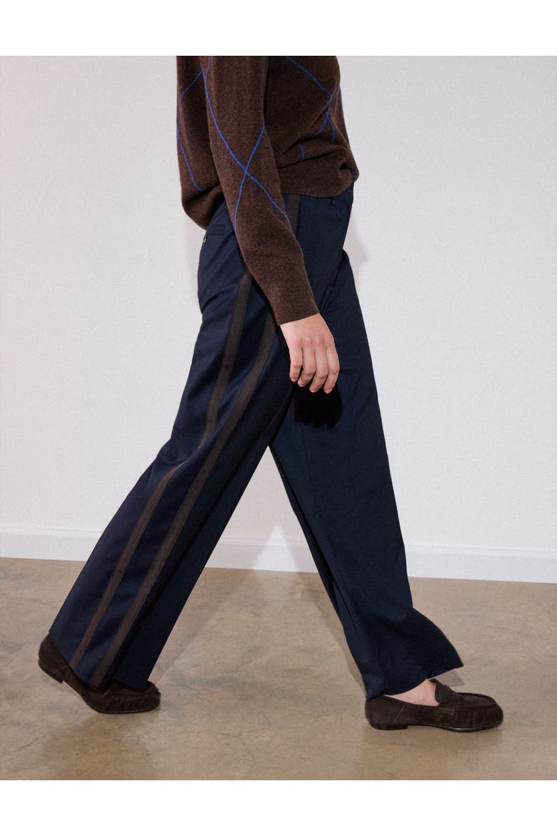Side Print Straight Trouser, Alternate, color, Navy