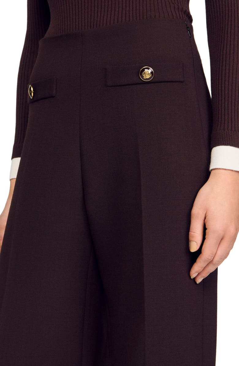 SANDRO Flared trousers, Alternate, color, Brown