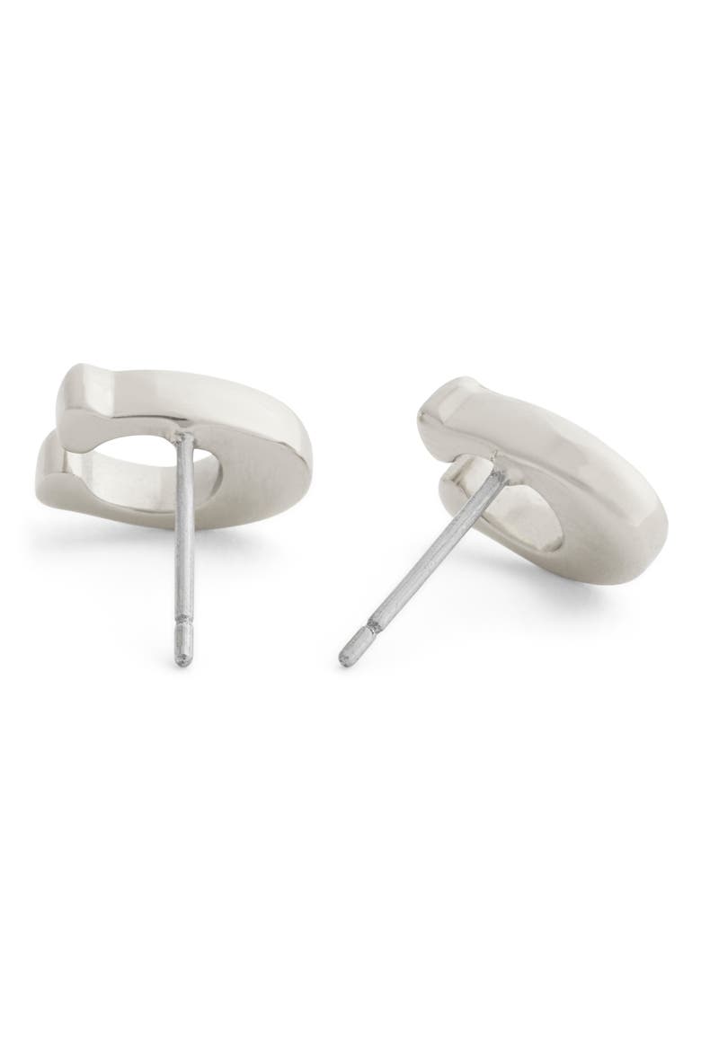 Signature C Stud Earrings, Alternate, color, RHODIUM