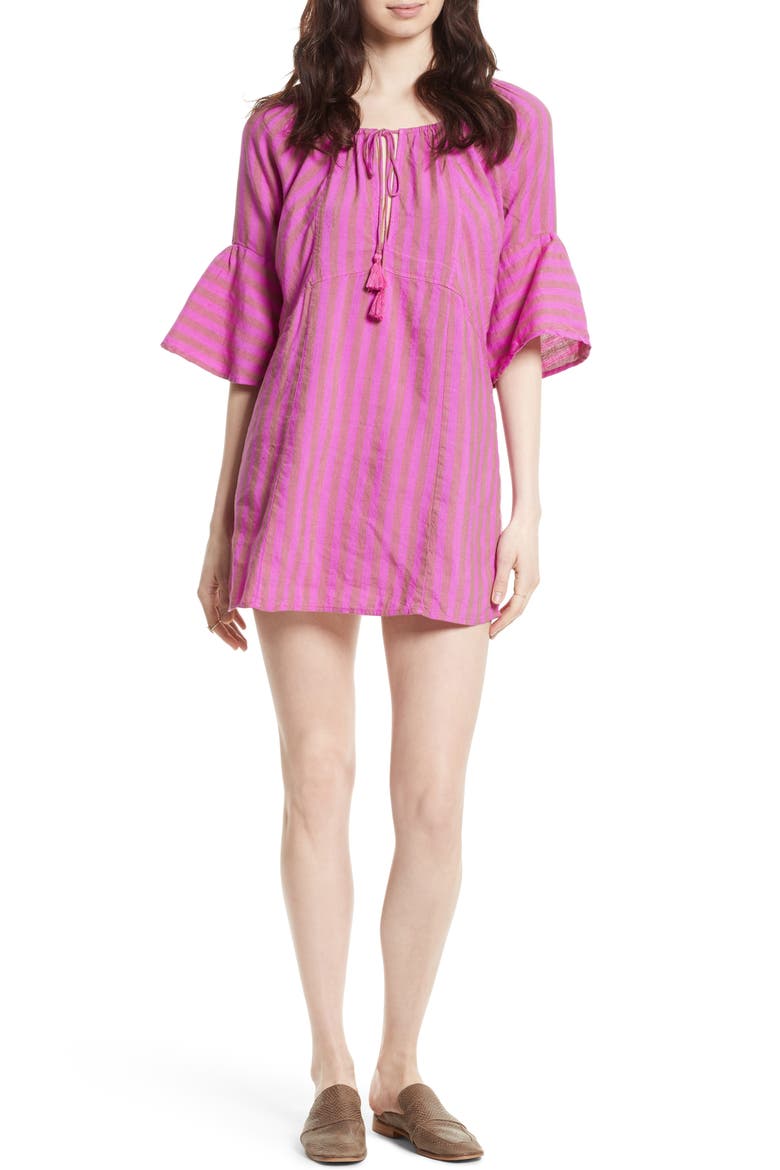 Folk Town Minidress, Main, color, PURPLE COMBO