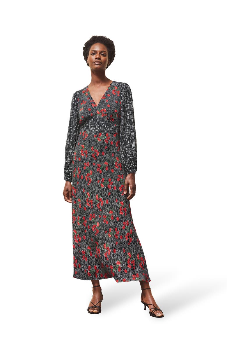 Ro&Zo Floral And Spot Mix Dress, Main, color, Red
