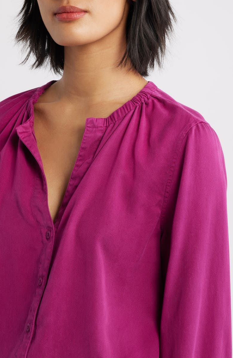 Cloth & Stone Gathered Button-Up Shirt, Alternate, color, Fushia