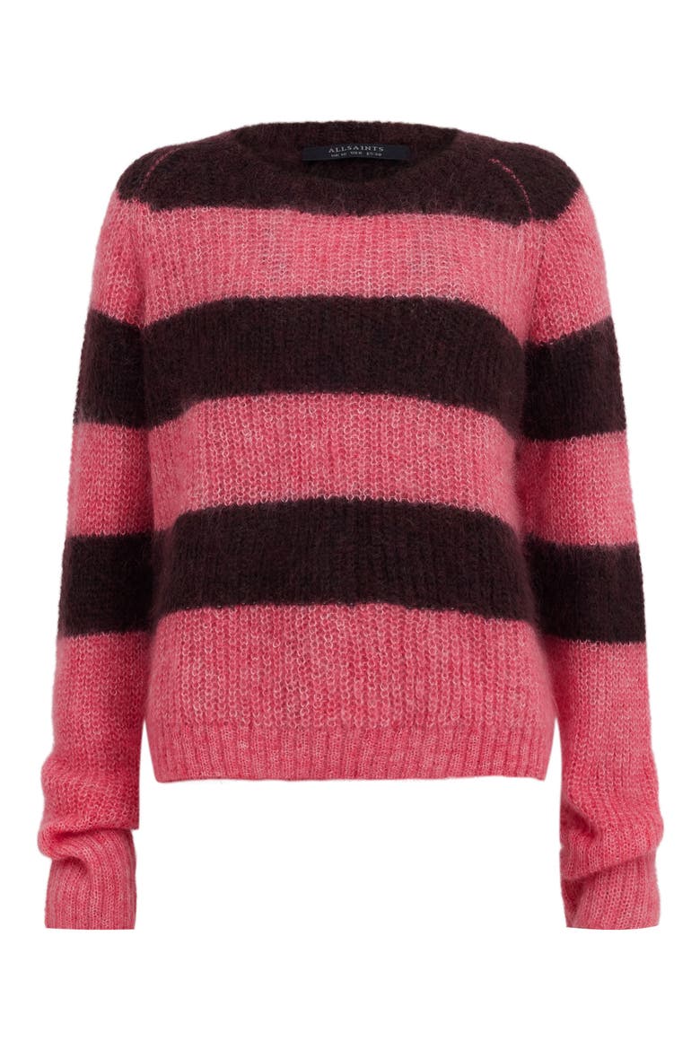 Lana Stripe Sweater, Alternate, color, POPPY PINK/RED