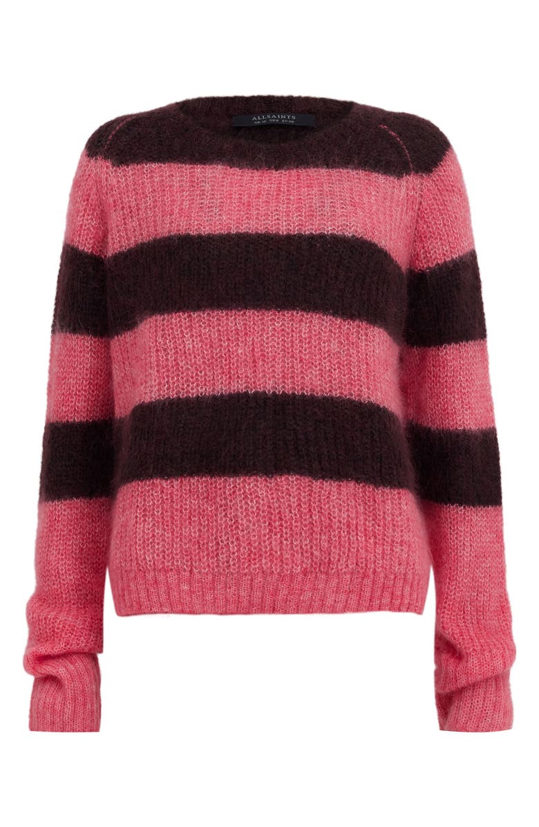 AllSaints Lana Stripe Sweater, Alternate, color, Poppy Pink/ Red