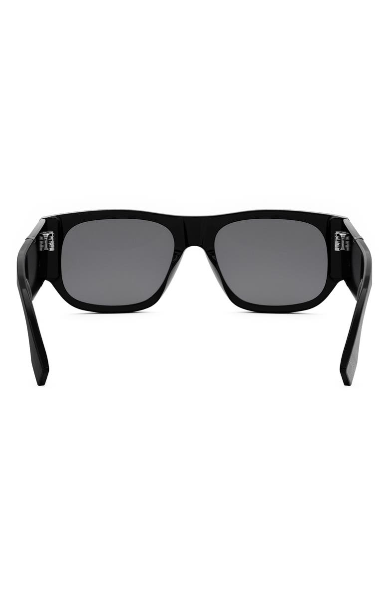 Fendi Diagonal 54mm Rectangular Sunglasses, Alternate, color, Shiny Black / Smoke