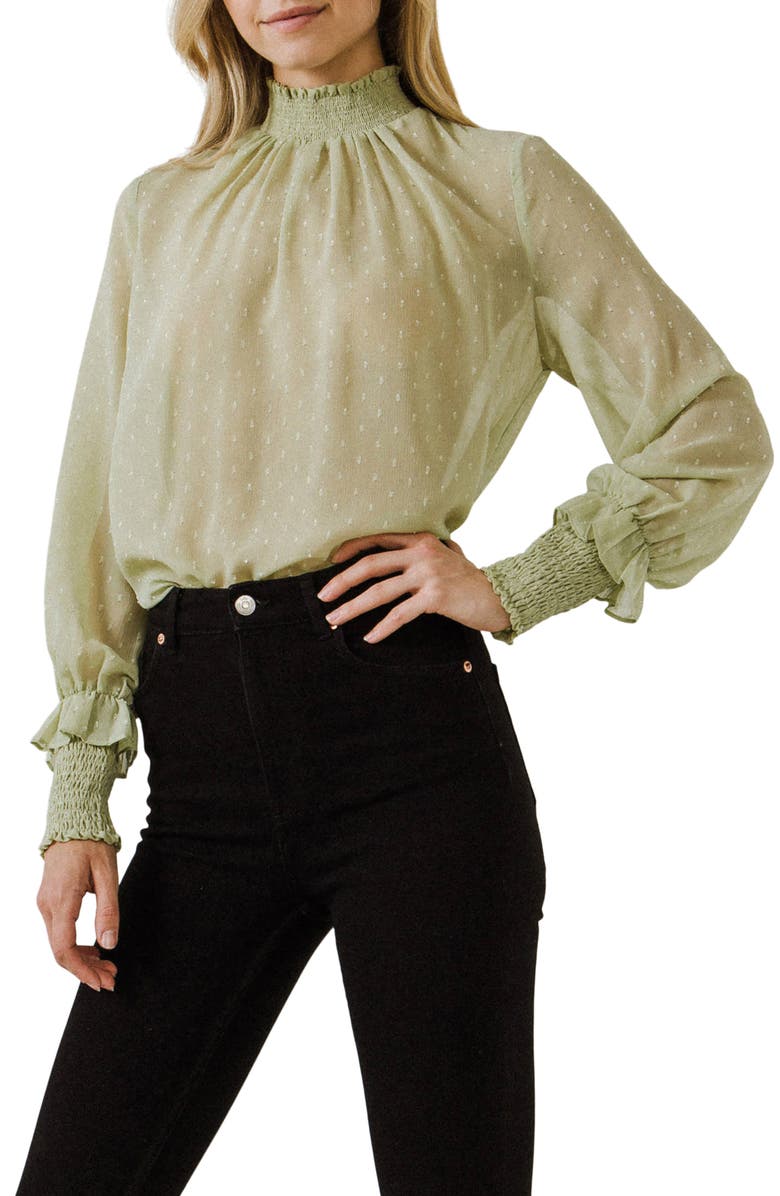 English Factory Swiss Dot Blouse, Alternate, color,