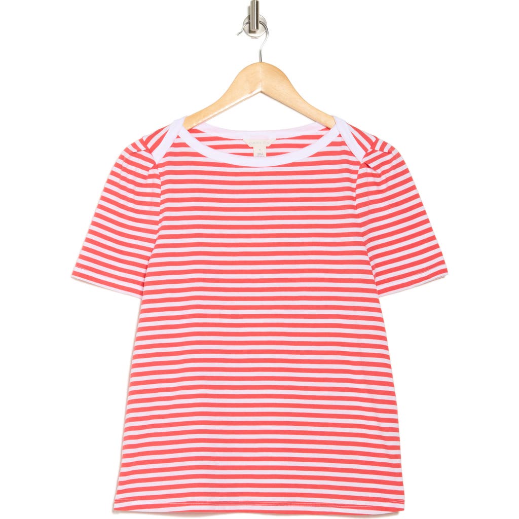 Caslon ® Stripe Envelope Neck Knit Top In Red Bittersweet- White Stripe