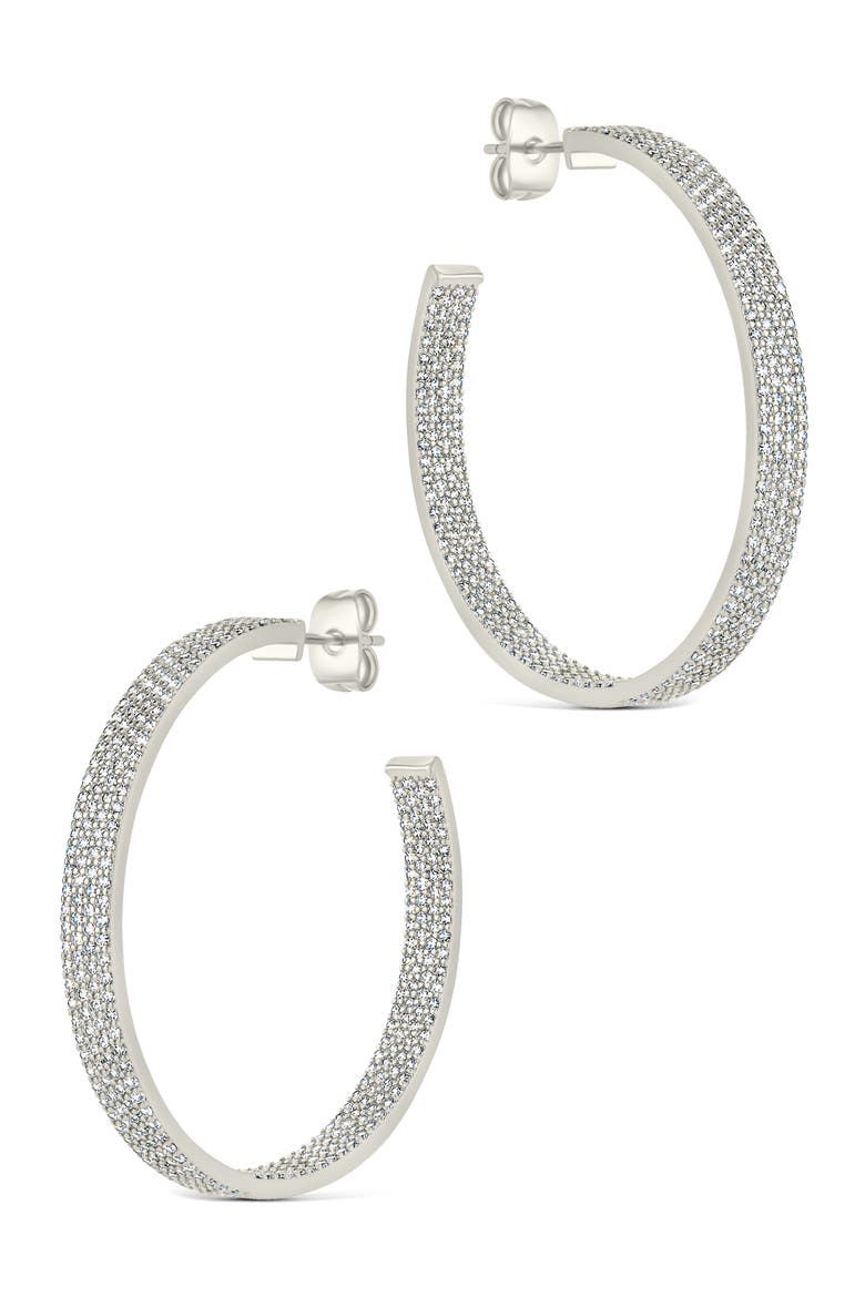 Cubic Zirconia Statement Inside Out Hoop Earrings, Alternate, color, SILVER