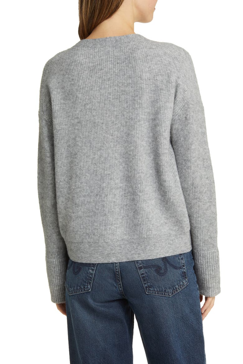 Boxy Rib Cardigan, Alternate, color, GREY HEATHER