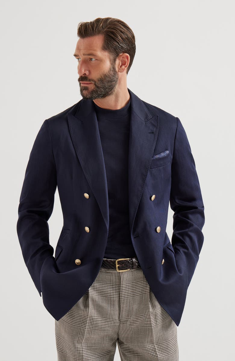 Brunello Cucinelli Twill unconstructed blazer, Alternate, color, Navy Blue