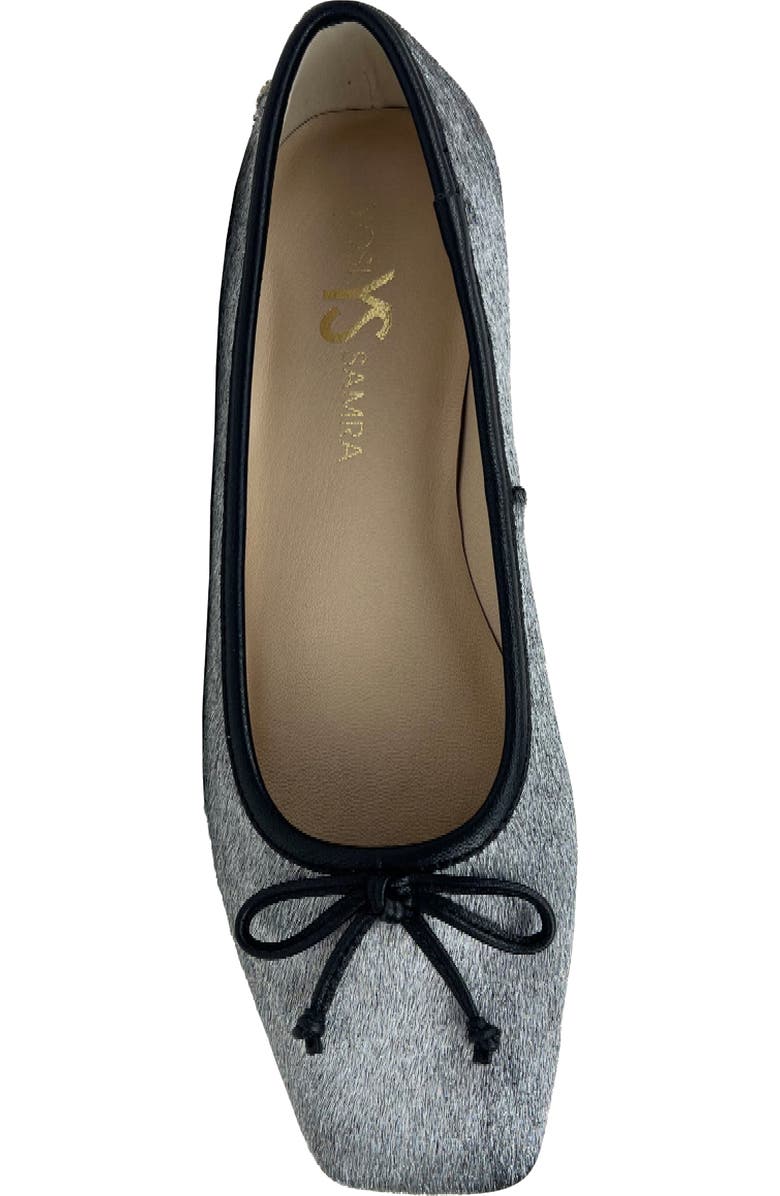 Yosi Samra Cara Metallic Calf Hair Square Toe Ballet Flat, Alternate, color, Silver Calf Hair
