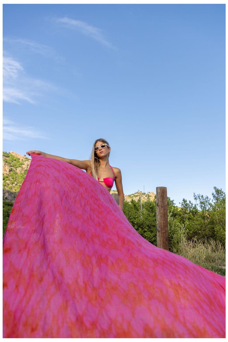 Cashmere Dip Dye Shawl, Alternate, color, Hibiscus Flower