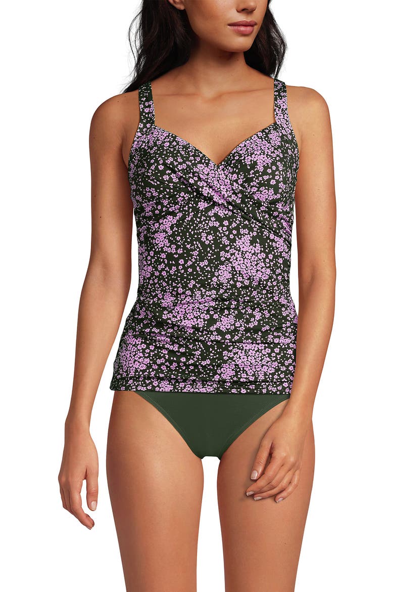Wrap Underwire Tankini Top Swimsuit, Main, color, Orchid Meadow Ditsy Floral