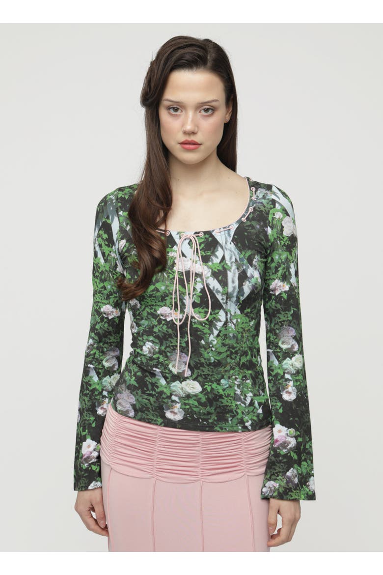 Yvette Long Sleeve, Alternate, color, Leafy Rose Trellis