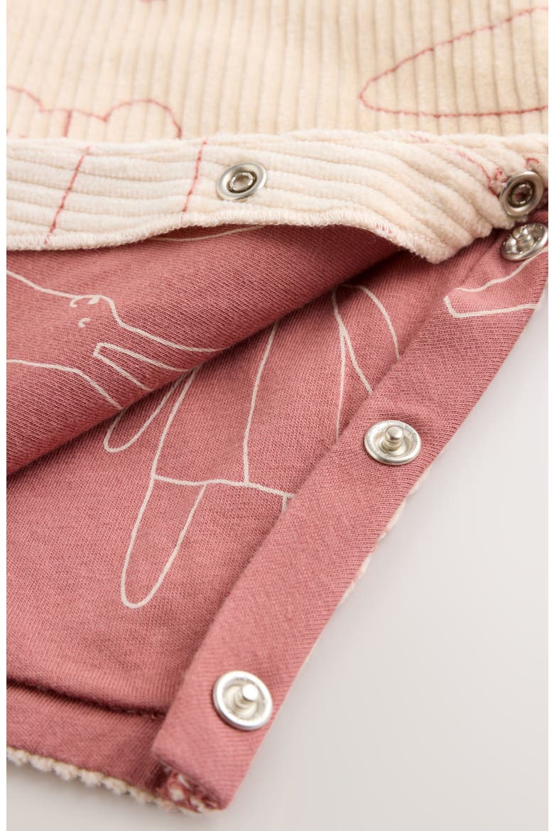 T-Shirt & Print Corduroy Overalls Set, Alternate, color, CREAM/ PINK CHARACTER