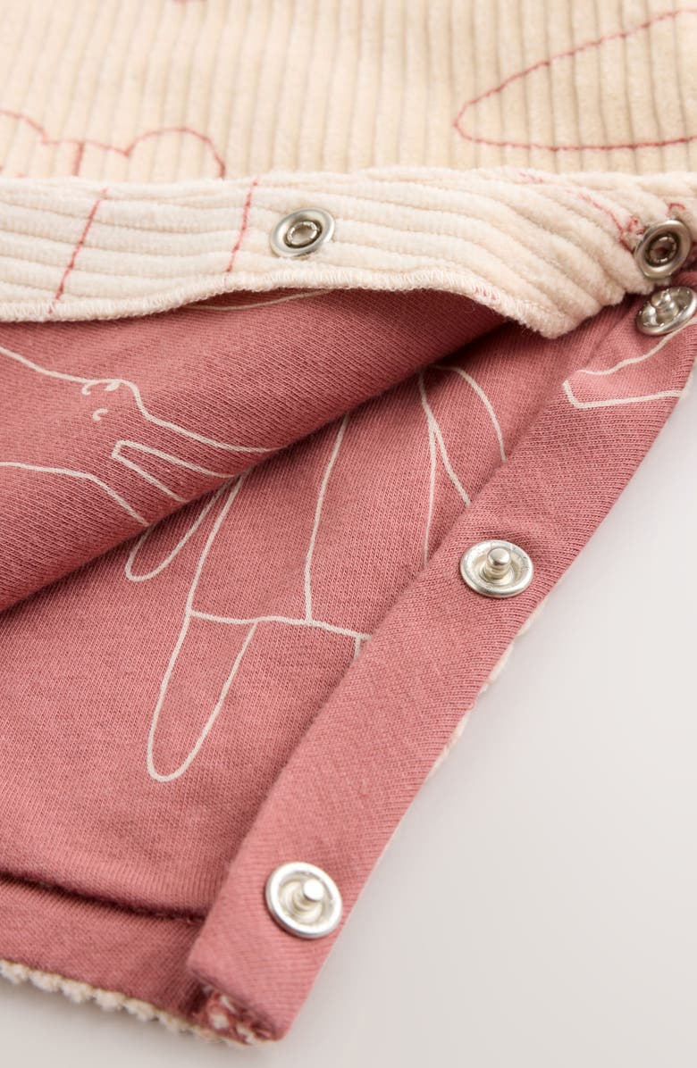 NEXT T-Shirt & Print Corduroy Overalls Set, Alternate, color, Cream/ Pink Character