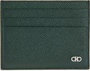 FERRAGAMO Double Gancio Calfskin Leather Card Case