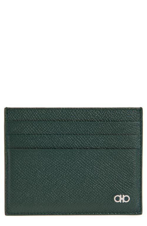 Ferragamo Double Gancio Calfskin Leather Card Case