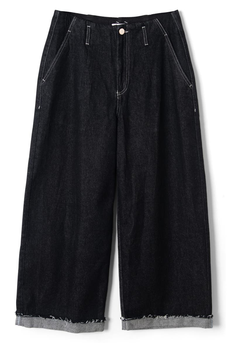 Pascal Loose Fit Raw Hem Jeans, Alternate, color, BLACK