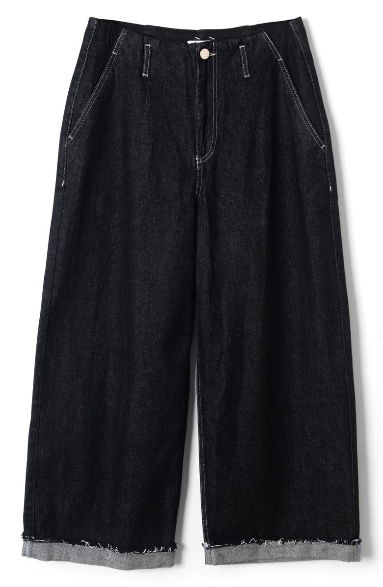 Damson Madder Pascal Loose Fit Raw Hem Jeans, Main, color, Black