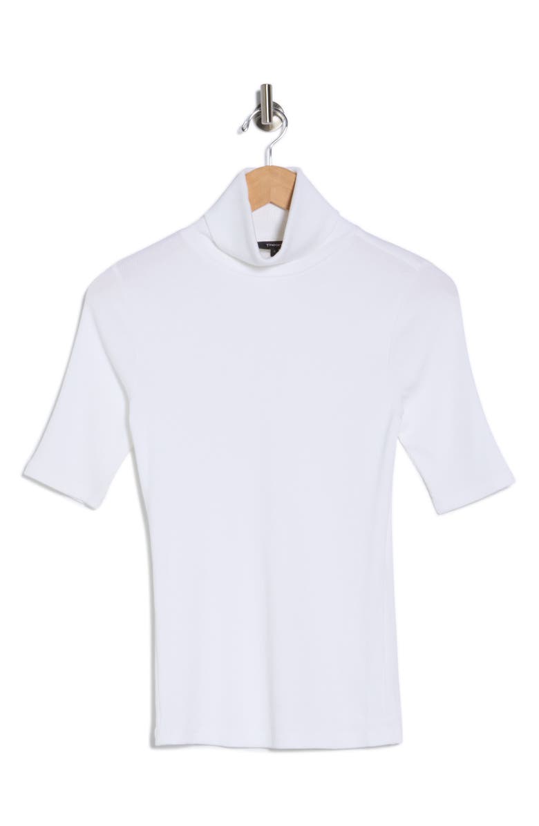 Theory Short Sleeve Turtleneck Knit Top, Alternate, color, White - 100