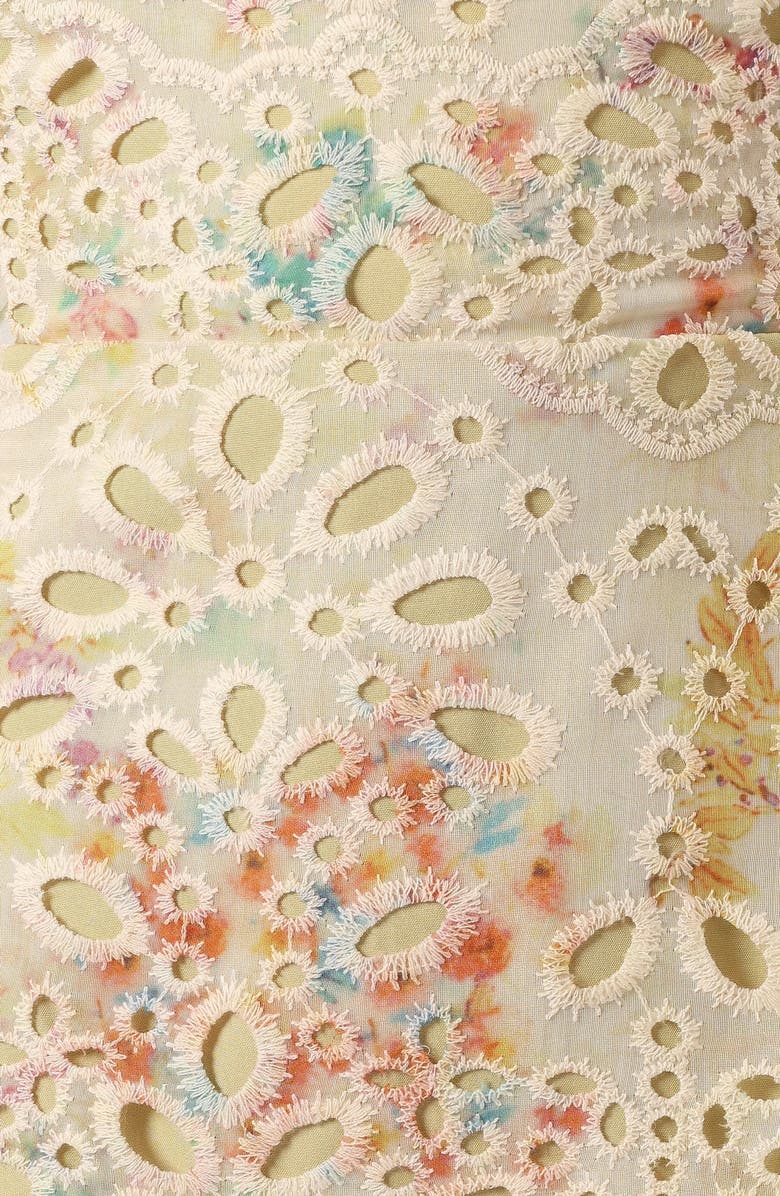 Petal & Pup Isla Eyelet Ruffle Midi Dress, Alternate, color, Lime Multi