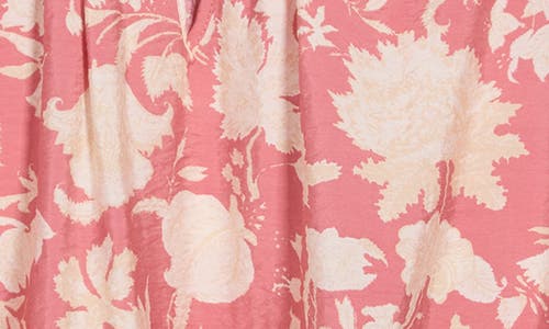 Renee C Floral Keyhole Long Sleeve Top In Pink