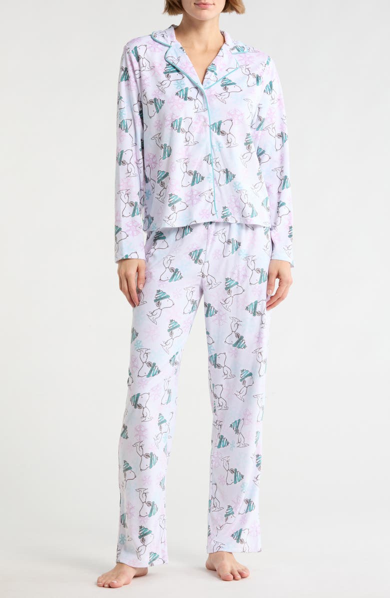 PEANUTS Notch Collar Peanuts Pajamas, Main, color, White/ Print