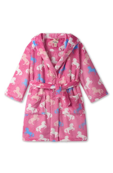 Kids' Beautiful Horses Hooded Fleece Robe (Big Kid)