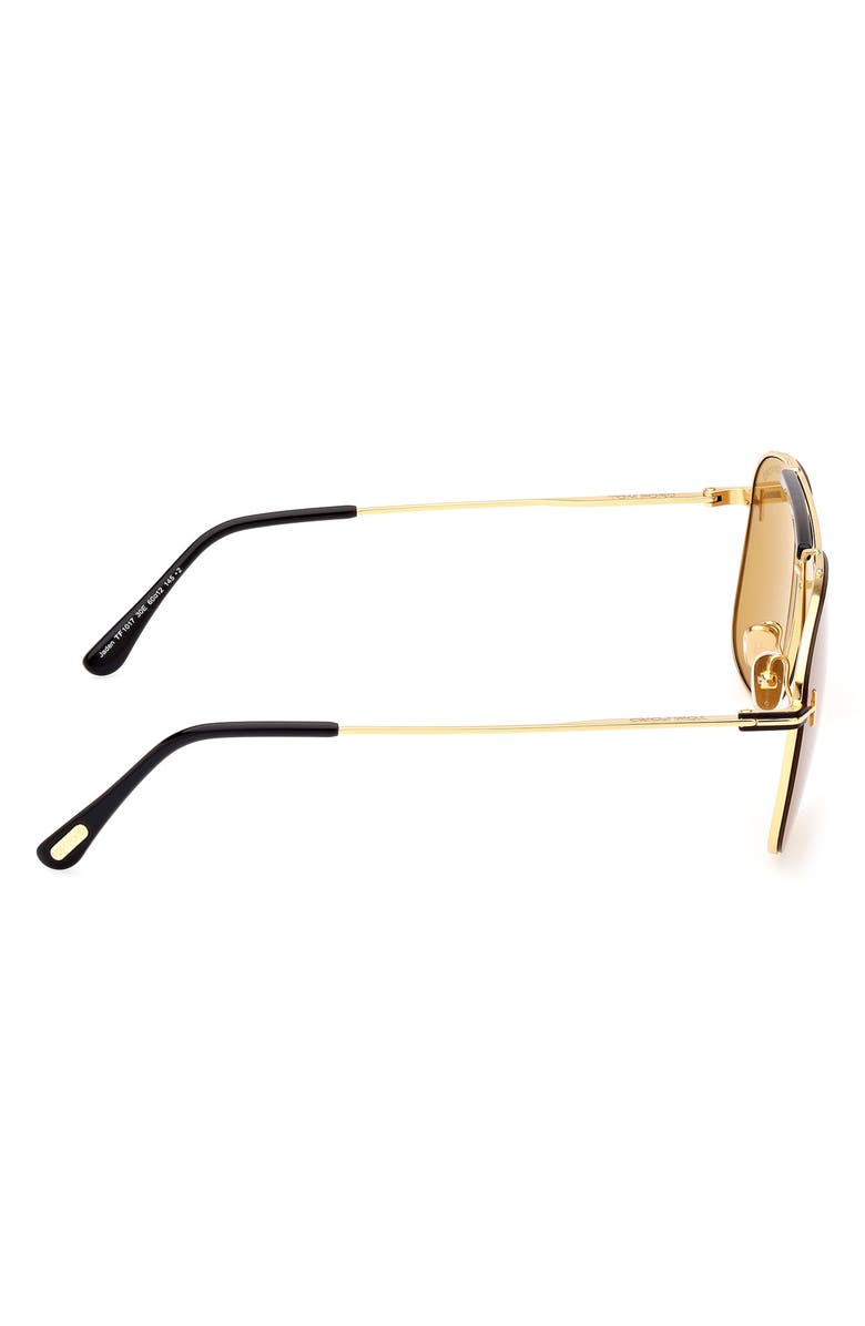 TOM FORD Jaden 60mm Polarized Navigator Sunglasses, Alternate, color, Shiny Rose Gold Brown