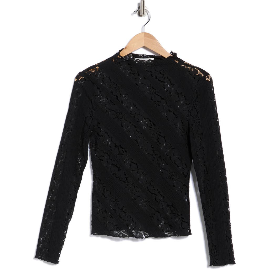 Elodie Long Sleeve Lace Top In Black