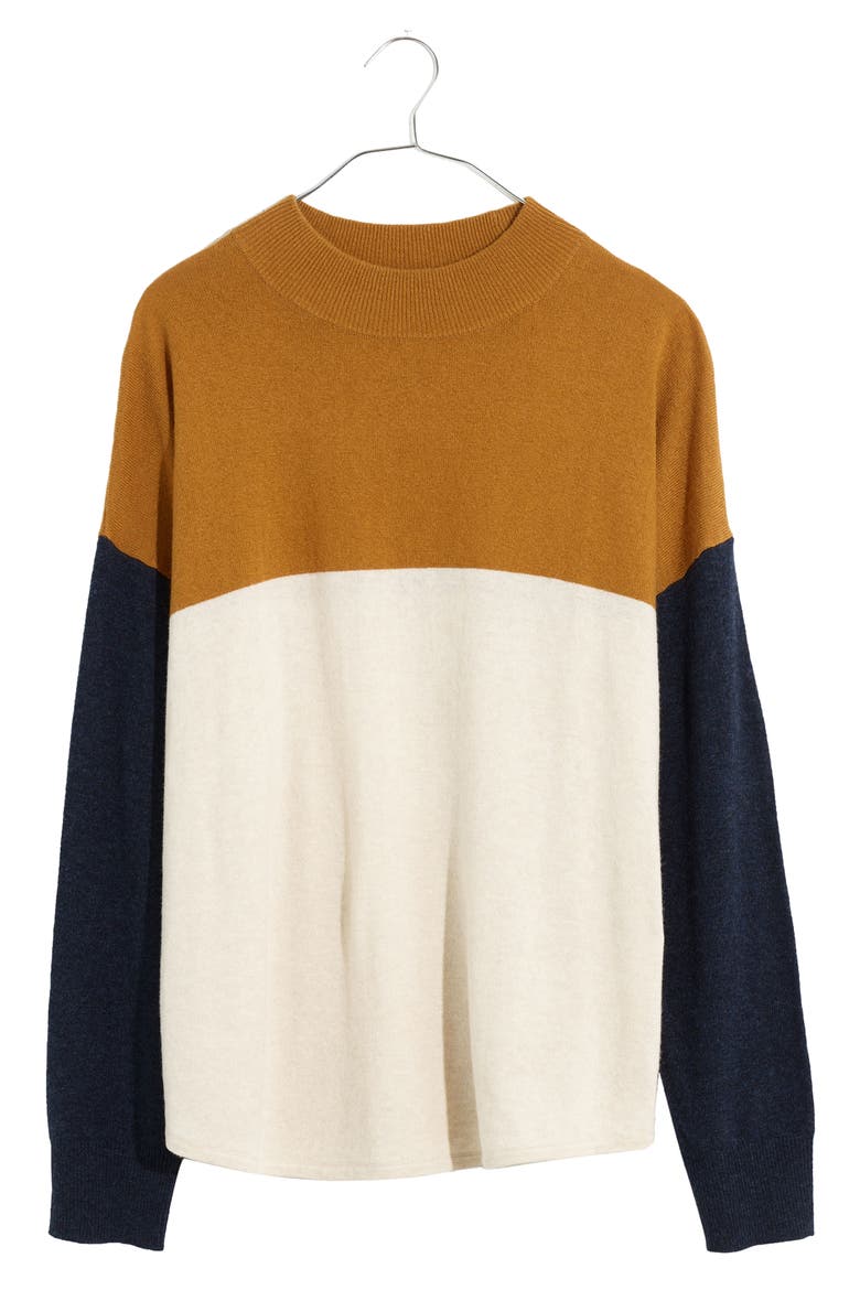 Colorblock Ashbury Mock Neck Sweater, Alternate, color, BRONZE