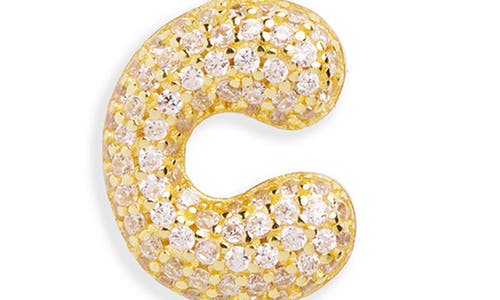 Argento Vivo Sterling Silver Cubic Zirconia Bubble Inital Pendant Necklace In Gold