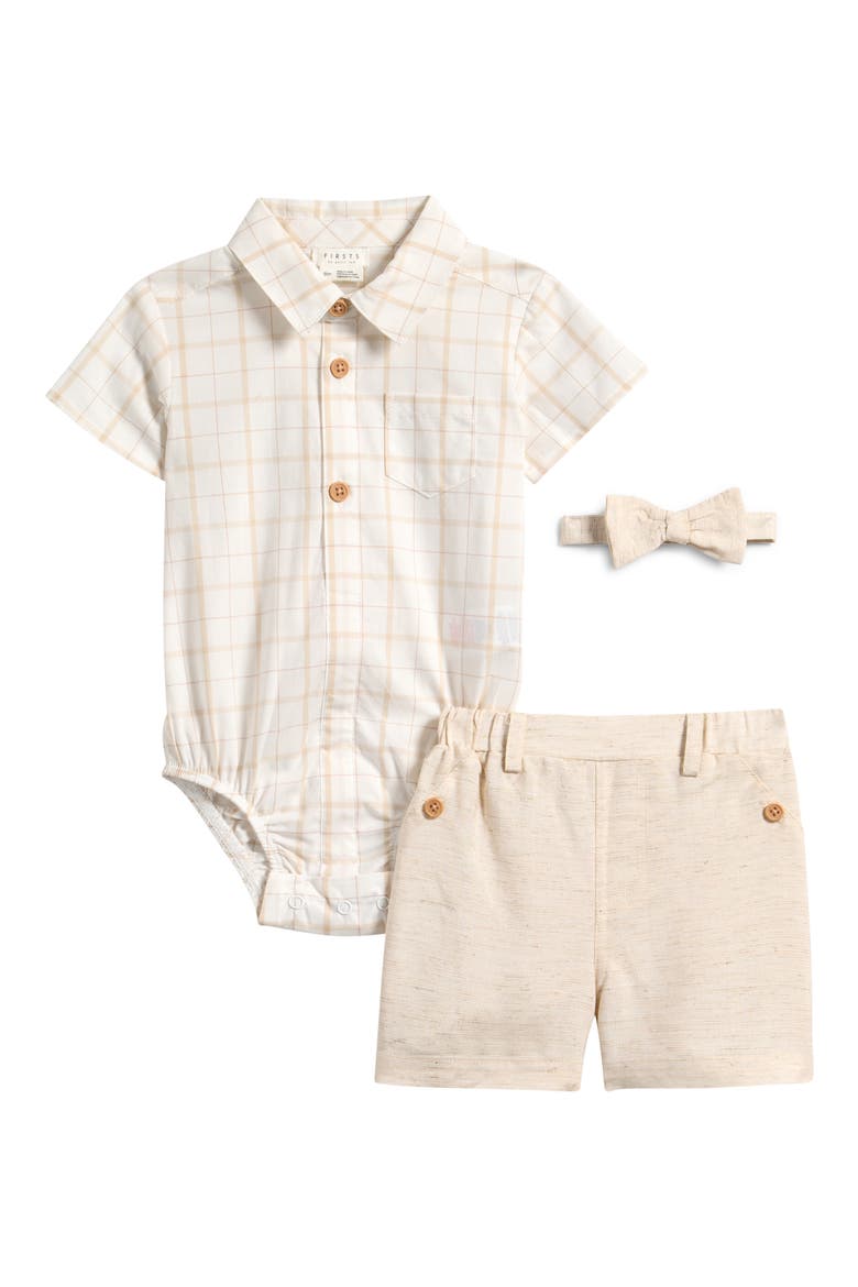 Bodysuit, Shorts & Bowtie Set, Main, color, OFF WHITE